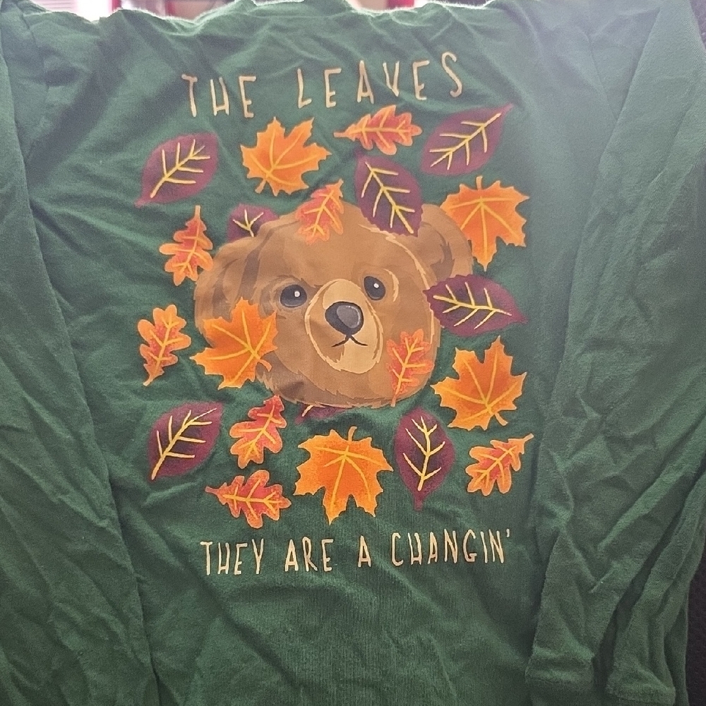 Polo by Ralph Lauren Green Long Sleeve Tee with Bear and Leaves